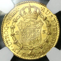 1804 NGC MS 63 Spain 2 Escudos Charles IV Madrid Gold Overassayer Coin (23083101D)