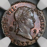 1833 NGC MS 64 Spain 2 Maravedis Segovia Mint Ferdinand VII Coin Pop 1/1 (24111001C)