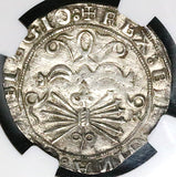 1497 NGC MS 63 Spain Ferdinand V Isabel I 2 Reales Granada Columbus Silver Coin POP 2/1 (25031902C)