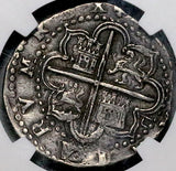 1556 NGC XF 45 Spain 2 Reales Philip II Seville Mint Cob Colonial Silver Coin POP 3/1 (26100401C)