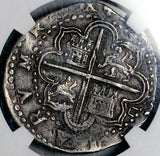 1556 NGC XF 45 Spain 2 Reales Philip II Seville Mint Cob Colonial Silver Coin POP 3/1 (26100401C)