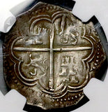 1595-G NGC XF 40 Spain 2 Real Cob Philip II Granada Mint Silver Coin POP 2/1 (26090103C)