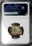 1595-G NGC XF 40 Spain 2 Real Cob Philip II Granada Mint Silver Coin POP 2/1 (26090103C)
