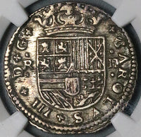 1711 NGC AU 55 Spain 2 Reales Carlos III Barcelona Pretender Coin  (23100801C)