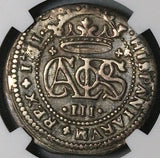 1711 NGC AU 55 Spain 2 Reales Carlos III Barcelona Pretender Coin  (23100801C)