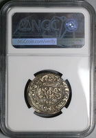 1711 NGC AU 55 Spain 2 Reales Carlos III Barcelona Pretender Coin  (23100801C)