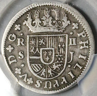 1721-S PCGS VF 30 Spain 2 Reales 7/7 Philip V Seville Mint Error Silver Coin (25100205C)