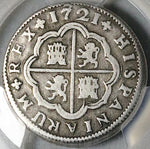1721-S PCGS VF 30 Spain 2 Reales 7/7 Philip V Seville Mint Error Silver Coin (25100205C)