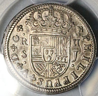 1722-S PCGS AU Spain 2 Reales Philip V Seville Mint Colonial Silver Coin (25040606D)