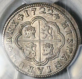1722-S PCGS AU Spain 2 Reales Philip V Seville Mint Colonial Silver Coin (25040606D)