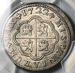 1722-S PCGS AU Spain 2 Reales Philip V Seville Mint Colonial Silver Coin (25040606D)