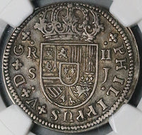 1723-S NGC XF 45 Spain 2 Reales Philip V Seville Mint Silver Coin (23100601C)