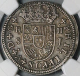 1723-S NGC XF 45 Spain 2 Reales Philip V Seville Mint Silver Coin (23100601C)