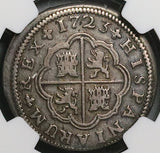 1723-S NGC XF 45 Spain 2 Reales Philip V Seville Mint Silver Coin (23100601C)