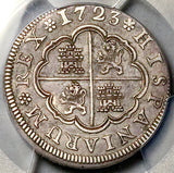 1723-F PCGS AU 50 Spain 2 Reales Philip V Segovia Mint Silver Coin (26100802C)