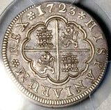 1723-F PCGS AU 50 Spain 2 Reales Philip V Segovia Mint Silver Coin (26100802C)