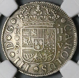 1760-S NGC XF Spain 2 Reales Charles III Seville Pirate Silver Coin (24102601C)