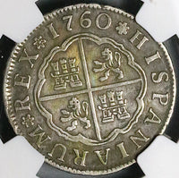 1760-S NGC XF Spain 2 Reales Charles III Seville Pirate Silver Coin (24102601C)