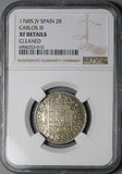 1760-S NGC XF Spain 2 Reales Charles III Seville Pirate Silver Coin (24102601C)