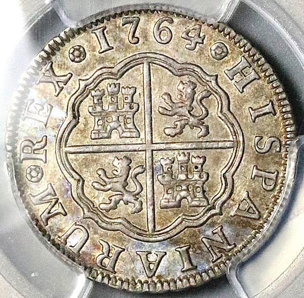 1764-M PCGS AU 58 Spain 2 Reales Madrid Charles III Colonial Silver Coin POP 1/0 (25071301C)