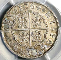 1764-M PCGS AU 58 Spain 2 Reales Madrid Charles III Colonial Silver Coin POP 1/0 (25071301C)
