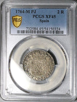 1764-M PCGS XF 45 Spain 2 Reales Madrid Charles III Silver Coin POP 1/1 (25100702C)
