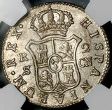 1806-S NGC AU 58 Spain 2 Reales Charles IV Seville Mint Silver Coin (26052603C)