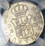 1806-S NGC AU 58 Spain 2 Reales Charles IV Seville Mint Silver Coin (25022801C)