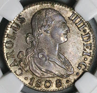 1808-M NGC MS 63 Spain 2 Reales Charles IV Madrid Silver Coin POP 2/3 (23060104C)