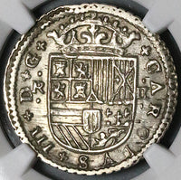 1712 NGC AU 53 Spain 2 Reales Carlos III Silver Barcelona Austria Pretender Coin (23072003C)