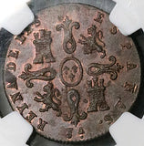 1847-JA NGC AU 58 Spain 4 Maravedis Isabel 2 Jubia Mint Coin (25101702C)