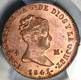 1847-JA PCGS MS 63 RB Spain 4 Maravedis Isabel 2 Jubia Mint Copper Coin (24092401D)