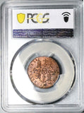 1847-JA PCGS MS 63 RB Spain 4 Maravedis Isabel 2 Jubia Mint Copper Coin (24092401D)