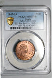 1847-JA PCGS MS 63 RB Spain 4 Maravedis Isabel 2 Jubia Mint Copper Coin (24092401D)