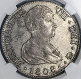 1808-S NGC AU 58 Spain  8 Reales Ferdinand VII Seville Mint Silver Coin (26082601C)