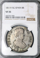 1811-V NGC VF 35 Spain 8 Reales Ferdinand VII Valencia Silver Coin POP 1/3 (23051302C)