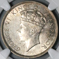 1937 NGC AU 58 Southern Rhodesia 1/2 Crown George VI Sterling Silver Coin (25042803C)
