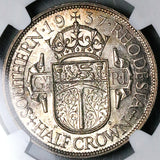 1937 NGC AU 58 Southern Rhodesia 1/2 Crown George VI Sterling Silver Coin (25042803C)
