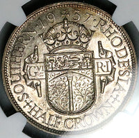 1937 NGC AU 58 Southern Rhodesia 1/2 Crown George VI Sterling Silver Coin (25042803C)