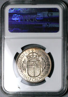 1937 NGC AU 58 Southern Rhodesia 1/2 Crown George VI Sterling Silver Coin (25042803C)