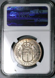 1937 NGC AU 58 Southern Rhodesia 1/2 Crown George VI Sterling Silver Coin (25042803C)