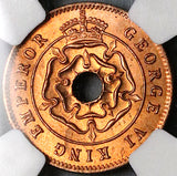 1943 NGC MS 65 RD Southern Rhodesia 1/2 Penny George VI Full Red Coin (24092204C