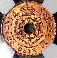 1943 NGC MS 66 RD Southern Rhodesia 1/2 Penny George VI Full RED Coin Pop 4/1 (25042901C)
