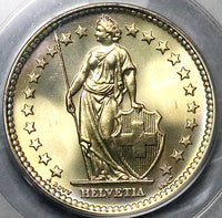 1961 PCGS MS 67 Switzerland 2 Francs Mint State Swiss Gem Coin (23111003C)