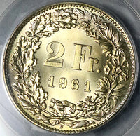 1961 PCGS MS 67 Switzerland 2 Francs Mint State Swiss Gem Coin (23111003C)