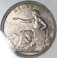 1874-B NGC AU 58 Switzerland 5 Francs Bern Mint Silver Coin (25051102C)