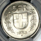 1933-B PCGS MS 63 Switzerland  5 Francs William Tell Silver Coin (26082501C)