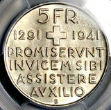 1941-B PCGS MS 65 Switzerland 5 Francs Confederation 650th Anniversary Swiss Bern Mint Coin (26082701C)