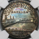 1740 NGC MS 63 Basel 1/4 Thaler Dragon City View Swiss Canton Silver Coin (23050302D)