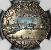 1740 NGC MS 63 Basel 1/4 Thaler Dragon City View Swiss Canton Silver Coin (23050302D)